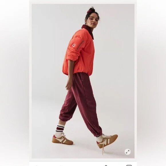 033 Free People Outpost Bomber Jacket-Cherry Tomato Combo NWT Size Large - Picture 5 of 11